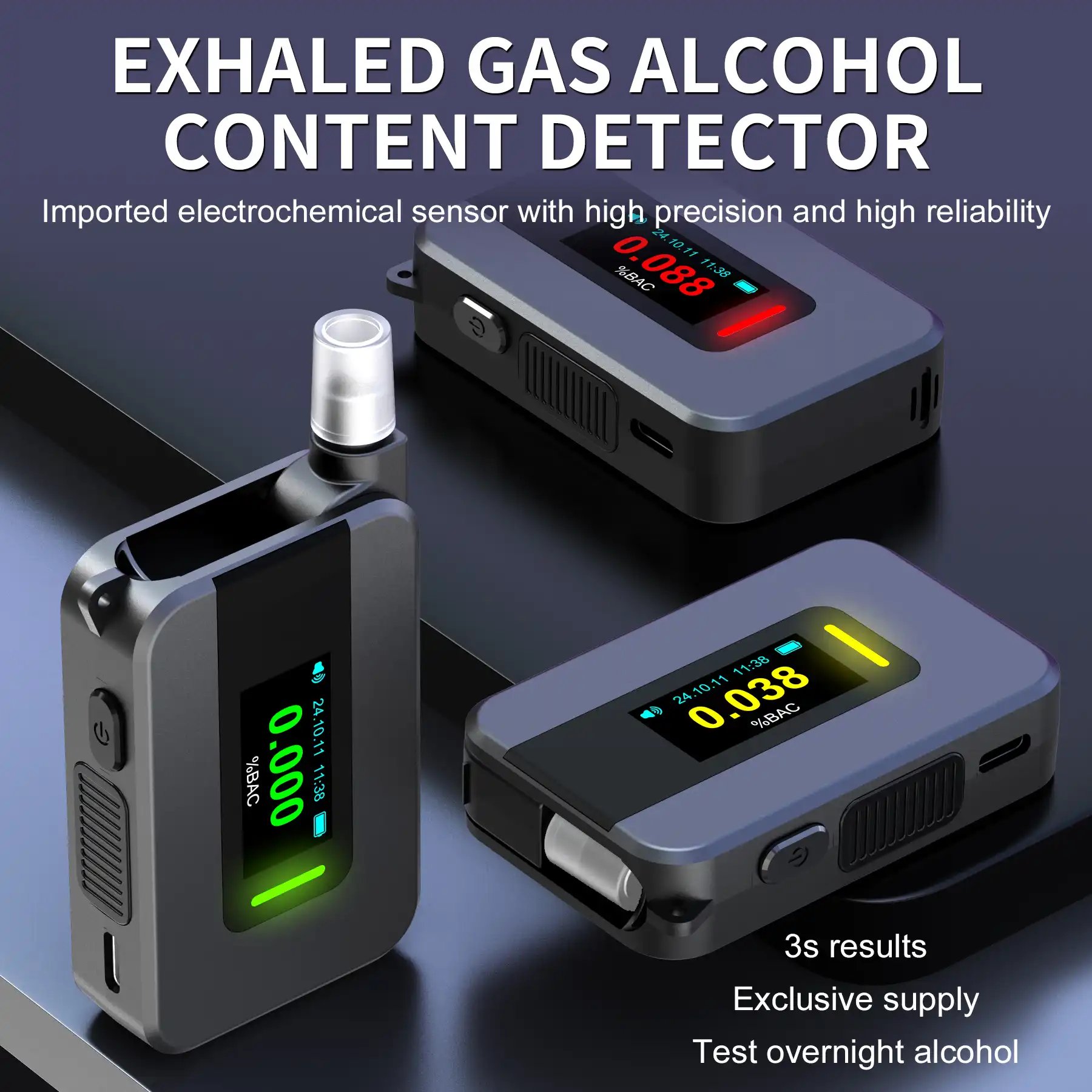 Alcoholtester ATD1000 Professional Fuel Cell Breathalyzer | High-Precision Electrochemical Alcohol Tester with 1500 Data Storage