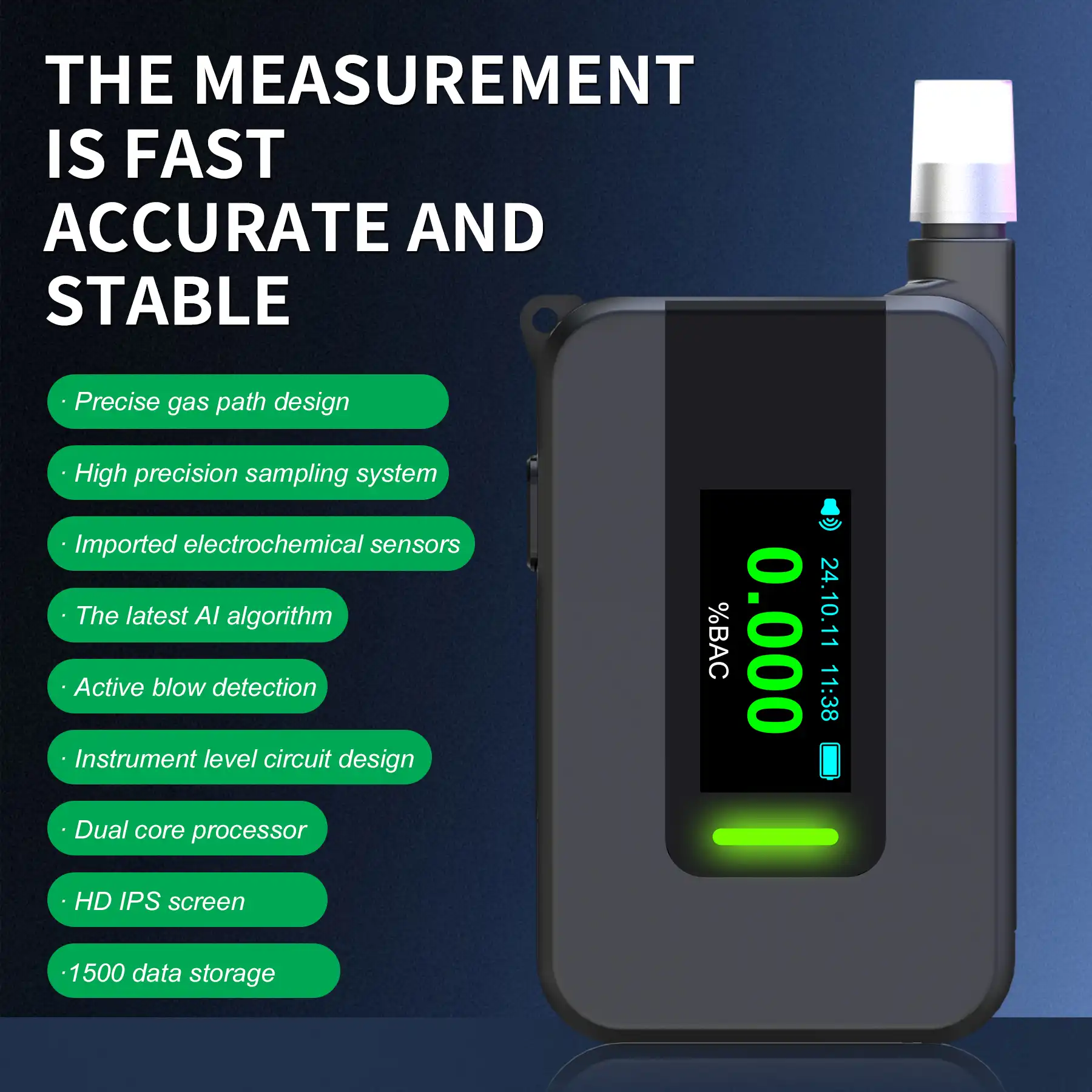 Alcoholtester ATD1000 Professional Fuel Cell Breathalyzer | High-Precision Electrochemical Alcohol Tester with 1500 Data Storage - 图片 5